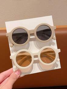 2 Pairs Cute & Fashionable Round Children's Glasses, Card Display Only, Shipping Not Included