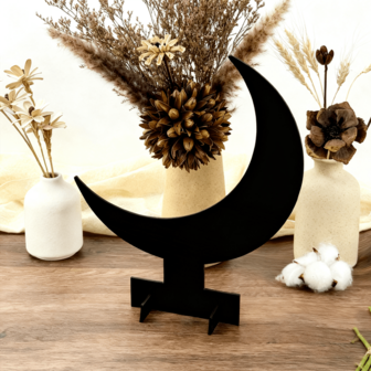 1件新月形黑色亚克力装饰品，多功能摆件，开斋节精美礼物，适用于客厅电视柜、卧室家居装饰、玄关等。