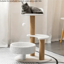 1PC Cat Climbing Tree, Cat Climbing Frame, Cat Entertainment Products, Durable, Non Shedding, Warm Cat Tower With Jumping Platform And Sleeping Area, Multi-Layer Designed Comprehensive Cat Products, Small Cat Tree With Cat Teasing Toys, Natural Sisal Cat Scratching Board Providing Soft Habitat For Kittens And Adult Cats, Cat Scratching Board With Bed, Indoor Cat Tree Tower - Multicolor - View 11