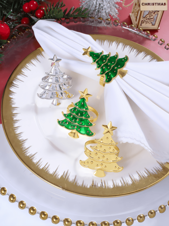 4-12 件/套多色星形圣诞树餐巾环，圣诞餐桌装饰