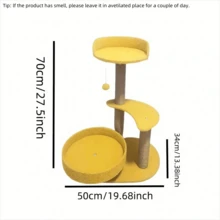 1PC Cat Climbing Tree, Cat Climbing Frame, Cat Entertainment Products, Durable, Non Shedding, Warm Cat Tower With Jumping Platform And Sleeping Area, Multi-Layer Designed Comprehensive Cat Products, Small Cat Tree With Cat Teasing Toys, Natural Sisal Cat Scratching Board Providing Soft Habitat For Kittens And Adult Cats, Cat Scratching Board With Bed, Indoor Cat Tree Tower - Multicolor - View 3