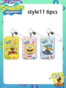 2/4/6 pezzi Porta tessere SpongeBob SquarePants, per metropolitana, campus, autobus, tessera pasto, tessera cittadino, tessera controllo accessi, tessera ritiro/consegna, tesserino di lavoro, cordino, guscio rigido, pass di accesso, etichetta, migliore decorazione per atmosfera festiva