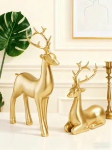 1 Bộ đồ trang trí bằng nhựa hình con nai sừng tấm sang trọng của Châu Âu, đồ trang trí may mắn cho gia đình, thích hợp để trang trí nhà cửa, phòng ngủ, văn phòng, sinh viên, lưu trữ, đám cưới, nhà ở, hộp đựng trang sức, tiệc tùng, Giáng sinh - Nhiều màu - Xem 5