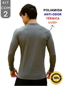 Kit With 2 Polyamide UV50+ Thermal Long Sleeve Compression Anti-Odor Raglan Shirts KJG - Negro y gris - Ver 3