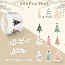 500 Stücke Weihnachts Boho Aufkleber - Pastellfarbene Weihnachtsbaum Aufkleber mit Tannenbäumen, Punkten, Blumenbögen - selbstklebend (kein Schneider nötig) für Feiertags-Dekorationen, Geschenke, Karten, Partys - einmaliger Gebrauch - ideal für Zuhause, Büro oder Klassenzimmer Dekoration, festliche Basteleien, verspieltes Design, leicht abziehbar, dekorative Etiketten, Geschenkverpackungen