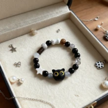 1/2pcs Black Kitten Hand Jewelry, Black And White Unisex Bracelet, Cute Niche Bracelet, Birthday Holiday Gift For Men - Multicolor - View 10
