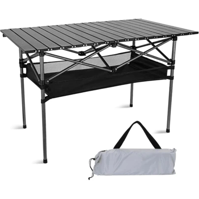 Portable Folding Camping Table - Lightweight Collapsible Outdoor Table With Carry Bag, Sturdy Legs & Large Flat Surface For Picnics, BBQs, Beach, Hiking, Tailgating - Compact & Durable Design For S &