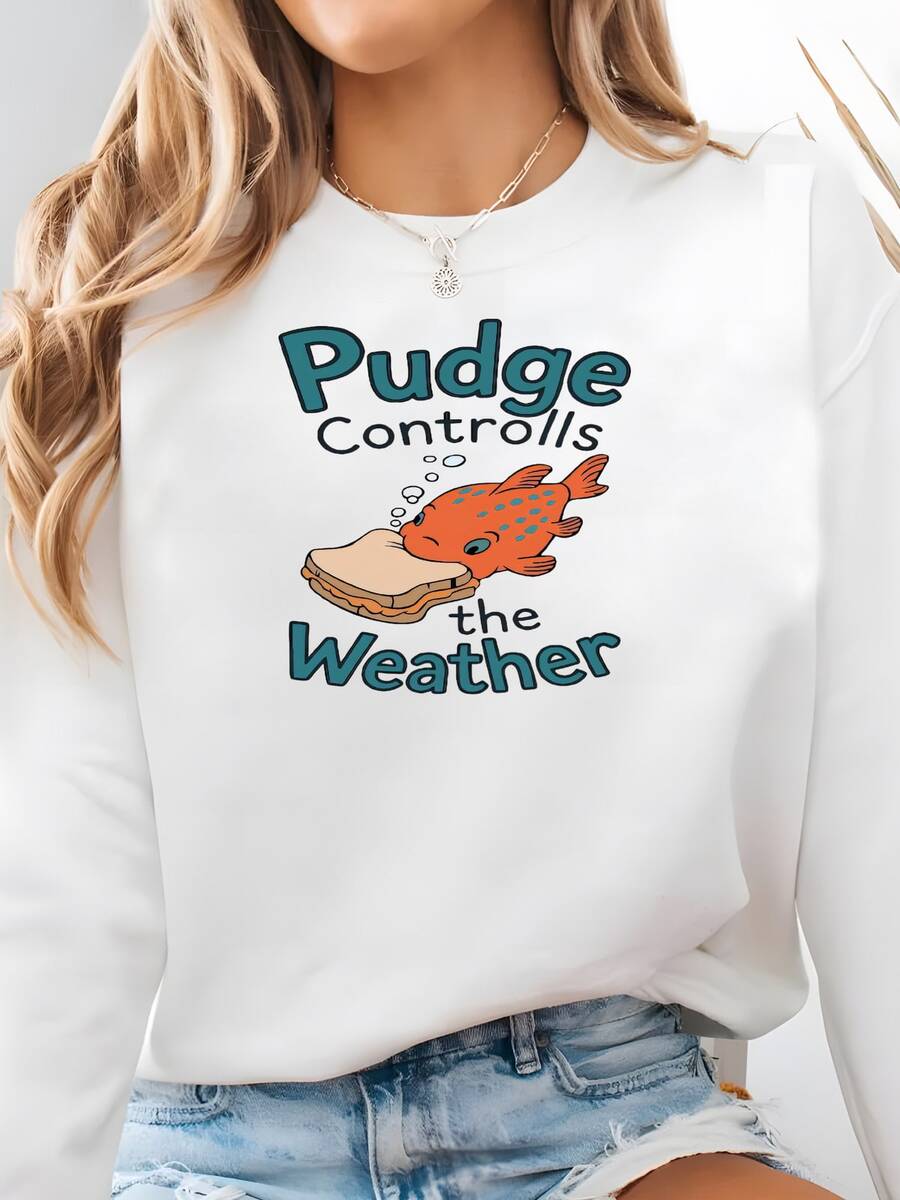 Lilo And Stitch Pudge Controls The Weather Shirt, Land Family Shirt, Magic Kingdom Tee,  Birthday Gift Sweatshirt - trắng - Xem 1