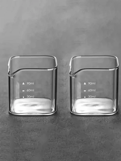 2 件套高硼硅玻璃烧杯，迷你浓缩咖啡杯，带新鲜标记的牛奶杯，适用于实验室、教育、家庭厨房、工业和科学用途