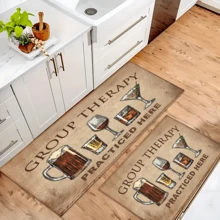 1pc Funny Wine Culture Pattern Printed Rug, Faux Wool Mat - Highly Absorbent, Easy To Clean, Suitable For Home Decor, Farmhouse, Entryway, Indoor, Room, Kitchen, Dining Room, Small Office/Home Office, Sink, Laundry Room, Doormat, Kitchen Mat, Non-Slip Mat