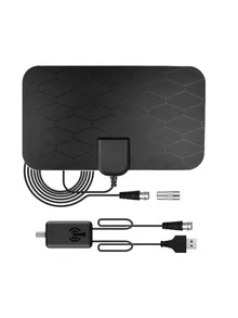 1pc Portable Indoor TV Antenna, Supports 4K UHD And 1080P, Smart Amplifier, USB Powered Digital Antenna, Compatible With Smart TVs And TVs With HDTV Tuners Or Digital Converters, Frequency Range: VHF(170-240MHz)/UHF(470-860MHz), 36dBi Signal Amplification, With F-Type Connector And IEC Adapter, Compatible With Digital Terrestrial Signals: (DVB-T/T2ISDB-TDMB-T/HATSC) And DAB/FM Radio HDTV Channels, No Battery Required, Easy Installation - Black - View 13