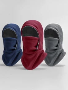 男女通用套头帽，带面罩，户外防风保暖内衬颈套，纯色，秋冬