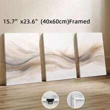 3Pcs/Set Optinal Frame Neutral Abstract Beige Canvas Poster, Modern Minimalist Art, Brush Strokes Wall Art, Boho Artwork Wall Painting For Gift, Living Room, Bedroom, Office, Bathroom, Home And Dormitory Decoration