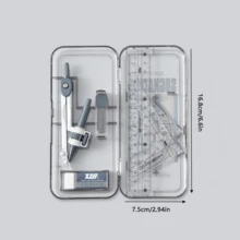 7-Piece Math Geometry Set-45° & 60° Triangles,Ruler, Eraser,Lead Refills,Compass,Protractor For Students & Professionals