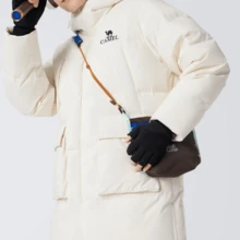 CAMEL CROWN Long Down Jacket, Autumn And Winter, Couple Style, Three-Proof Hooded, Thickened, Heat-Retaining And Warm Workwear Long Coat. - Oatmeal Ash - View 5