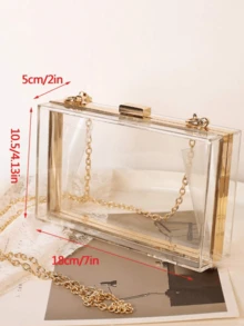 Clear Box Bag Mini Contrast Binding Clip Top - Clear - View 4