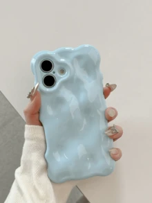 1 pieza Funda de teléfono de TPU resistente a caídas con textura de meteorito compatible con iPhone - Azul - Ver 3