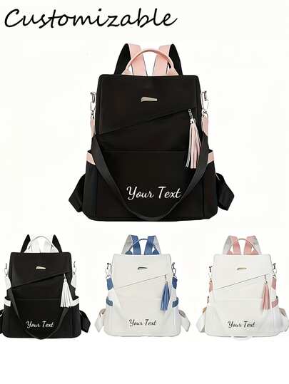 Customizable Backpacks, Lightweight And Large-Capacity Travel Backpacks With Secure Zippered Pockets, Large Capacity Design, Portable And Lightweight, Suitable For Various Occasions Such As Teenagers, Women, College Students, Etc., Including Offices, Universities, Primary Schools, Middle Schools, High Schools, Work, Business, Commuting, Sports Venues, Sports, Etc.