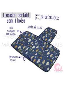 MeF Mae e Filho Portable Waterproof Baby Changing Mat With Pocket And Milky Plastic Cover, 100% Cotton Printed Fabric - 花的 - 查看 3