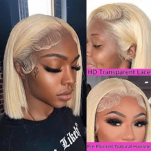 NATAN Straight Bob Lace Front Wig For Women - 613 Blonde Human Hair, Pre-Plucked 180% Density, 13x4 Lace Area, Natural Look Basics Style - S/613 - View 3