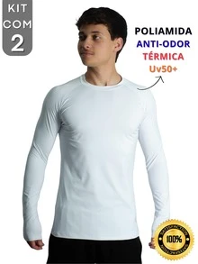 Kit With 2 Polyamide UV50+ Thermal Long Sleeve Compression Anti-Odor Raglan Shirts KJG - Blanco y blanco - Ver 3