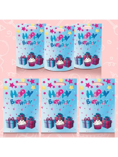 10/30/50 Pcs Happy Birthday Gift Bags, Plastic Gift Packaging Bags, Handbags, Birthday Theme Party Supplies, Birthday Theme Party Decorations, Birthday Party Gifts, Party Gift Bags, Gift Packaging Supplies