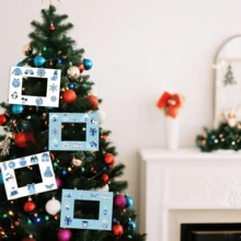 LaVenty Christmas Snowflake Picture Frame Craft Kit Snowman Frozen Penguin DIY Stickers For Winter Wonderland Party Supplies Favor Home Classroom Game Activities - 彩色 - 查看 3