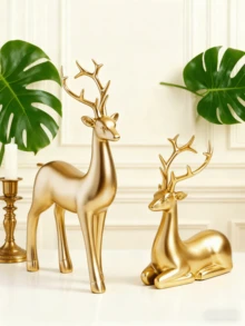 1 Bộ đồ trang trí bằng nhựa hình con nai sừng tấm sang trọng của Châu Âu, đồ trang trí may mắn cho gia đình, thích hợp để trang trí nhà cửa, phòng ngủ, văn phòng, sinh viên, lưu trữ, đám cưới, nhà ở, hộp đựng trang sức, tiệc tùng, Giáng sinh - Nhiều màu - Xem 7
