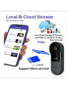 1个无线智能视频门铃摄像头，支持2.4G WiFi、无线对讲、语音转换、双向语音、夜视、远程监控和即时报警功能