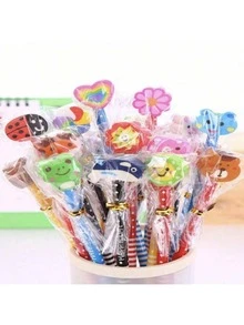 Cute Cartoon Design With Eraser Pencil, Creative School Supplies Writing Pencil, Stationery Set, Back To School - Multicolor - View 2