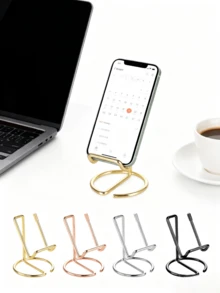 1个金属线形手机支架，简约铁艺桌面手机/平板电脑支架，创意金属桌面支架，适用于家庭桌面、办公室桌面及其他一般用途 - 彩色 - 查看 3