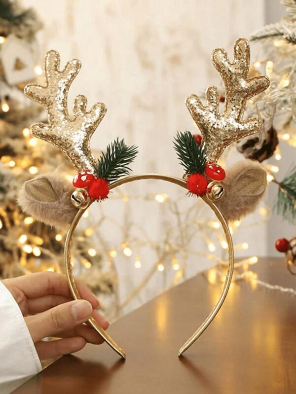 Christmas Reindeer Antler Headband, Holiday Decorative Gift, Hair Accessories, Head Accessories For Women
