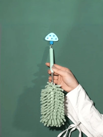 1个雪尼尔除尘掸，用于清洁和除尘，适合万圣节、圣诞节和春季大扫除。迷你可伸缩弯曲缝隙除尘掸，适用于家庭和汽车，不锈钢羽毛掸。