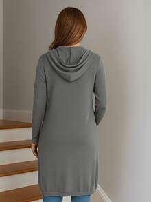 Cardigan largo Tejido de punto mujer - Gris - Ver 2