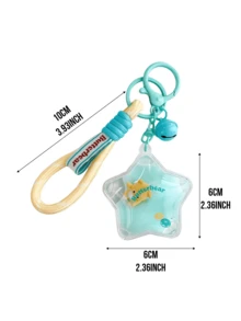 Móc khóa gấu bơ xanh có dây đeo cổ tay – Mặt dây chuyền hình ngôi sao năng động lỏng + hình gấu, hạt dầu nổi, kim sa lấp lánh, phụ kiện dễ thương cho phụ nữ/bé gái, đồ trang trí túi xách/chìa khóa/ô tô/ba lô, trang sức mới lạ cho thanh thiếu niên/phụ nữ, quà tặng sinh nhật, móc khóa Kawaii - Màu xanh lam - Xem 9