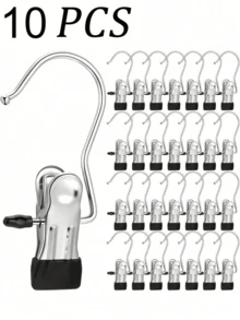 20 件优质不锈钢衣夹，可调节金属裤架（带夹子），洗衣衣钉（带钩），便携式挂衣夹，50/40/30/15/10/5/1 件衣柜整理器，衣橱靴子衣架，带钩夹子，多功能单夹衣架，靴子夹，适用于裤子、帽子、裙子、袜子、鞋子、裙子、裤子、鞋子、靴子、裙子、春季、极简主义、夏季上衣