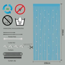 Tende decorative eleganti e belle per camere da letto, tende con perline, adatte per porte, decorazioni per camere da letto in stile bohémien, tende da appendere alle porte, tende da parete, tende per guardaroba, tende, divisori per ambienti, schermi per la privacy, decorazioni (blu, 150 x 260 cm) - Blu - Visualizzare 3