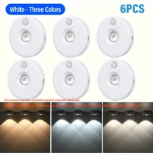 1/3/6pcs LED Rechargeable Small Spotlight, Human Body Sensing Night Light, Ambient Light And Shadow Light, Three Color Dimming/Magnetic Installation/Remote Control And Human Body Sensing/Sensing Mode Or Full Light Mode Can Be Freely Switched, Suitable For Display Cabinets/Wardrobes/Cabinets, Etc. (250mAh)