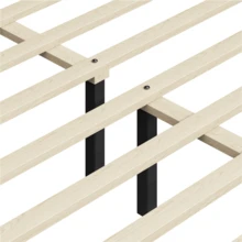 Butterslay Linen Blend Upholstered Bed Frame Wingback Channel Headboard Sturdy Wood Frame 800lb Capacity Foam-Padded Floor Protection Full/Queen/King, Black/Dark Gray/Ivory/Navy Blue/Pink - Dark Gray - 查看 4