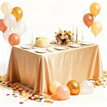 1pc Elegant Dark Green Satin Christmas Tablecloth, Rectangular Washable Reusable Tablecloth With High-Quality Polyester Satin Texture, Suitable For Weddings, Birthdays, Restaurants, Home Gatherings, Outdoor Parties, Christmas Party Table Covers - 墨綠色 - 查看 10