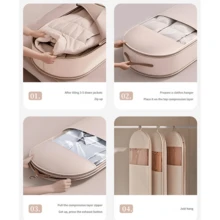 1 Peça Bolsa Suspensa de Compressão Bege (90/110/130cm) - Design Selado a Vácuo Economiza 40% de Espaço, Adequado para Jaquetas de Penas e Roupas de Inverno, Armazenamento de Luxo Transparente, Presente Ideal para Ação de Graças/Natal/Halloween e - Multicolorido - Visão 10