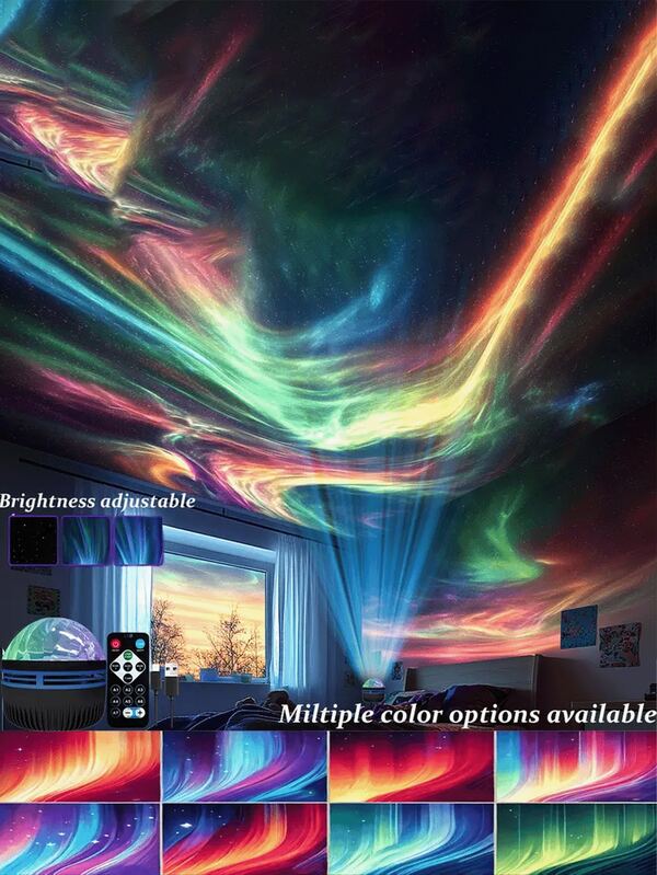  Projecteur d'Aurores Boréales, Lumière de Nuit Étoilée de Galaxie LED pour Chambre à Coucher, Décoration Maison Cinéma, Cadeau de Fête pour Noël, Halloween, Mariages, Fêtes - Compatible avec Banques d'Alimentation, Adaptateurs (Sans Batterie, Comprend Électronique)