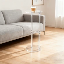 3-Tier Round Acrylic Drink Table, Suitable For Small Spaces, Living Room Martini Table, Small Beverage Side Table - Multicolor - View 4