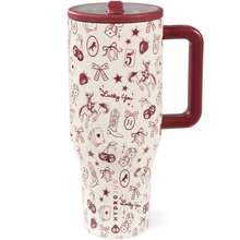 hydrojug Limited Edition Traveler 32oz/40oz Water Bottle With Handle & Flip Straw - Fits In Cup Holder, Leak Resistant Tumbler-Reusable Insulated Stainless Steel - Gifts For Women & Men - RED WESTERN CHARM - 查看 12