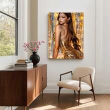 Framed Sensual Elegance Wall Art Set, Canvas Print Of Woman's Figure In Glamorous Dress, Abstract Bedroom & Living Room Decor, Romantic Allure Theme, Includes Hanging Hardware – Ideal For Gifting & Home Embellishment - Framed(框架) - 查看 5