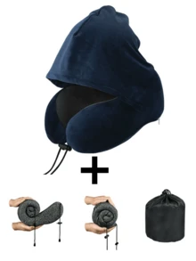 可调节颈枕 - 聚酯纤维材质，可水洗，多种颜色可选，适合汽车旅行和户外使用，舒适支撑颈部