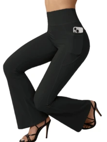 3Packs Women's Flare Leggings With Pockets, Comfortable AndSoft High Waisted Tummy Control Bootcut Workout Yoga Pants(If You Are Between Sizes, We Recommend Sizing Up) - 3Pcs 3colors( Black + Dark gray + Gray) - 查看 6