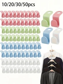 Universal Clothes Hanger Connector Hooks, Space-Saving Wardrobe Hanger Hooks, Thick Plastic Stackable Wall-Mounted Storage Racks, Suitable For Wardrobe, Bathroom And Kitchen Storage, Clothes Hangers, Wardrobe Organization, Modern Hook Design, Polished Surface, Space-Saving, Neat Storage, Durable, Suitable For Busy Professionals, Practical Hooks (Random Color) - Multicolor - View 2