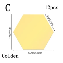 12pcs Hexagon Acrylic Gold Wall Mirror Stickers, Modern Geometric Wall Decor, Easy To Clean, Suitable For Living Room, Bedroom, Home Art Bedroom Living Room Wall Decoration - Multicolor - View 13