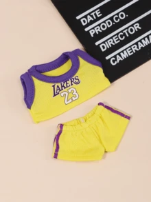 The Monsters Labubu Lakers Yellow No.23 Jersey & Shorts Doll Clothes Set, Kawaii Sports Outfit, Bold Reverse Color Design, Hot Fan/Collector Item, Viral Display/Gifting Pick, Authentic Sports Style, Basketball Season Essential, Team Spirit Statement, Stylish Out Out Doll Statement